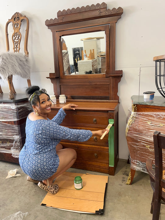 From Drab to Fab: Spoonfuls of Colorful Fun on an Eastlake Victorian Dresser!