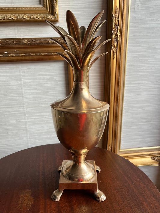 Large Mid Century Vintage Brass Pineapple Urn Ice Bucket/ Candle Holder