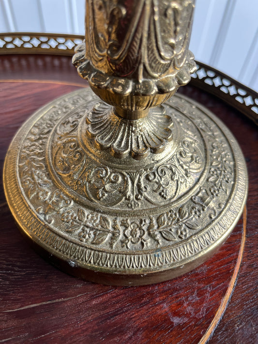 Vintage French Bouillotte-Style Table Lamp – Black Shade & Ornate Neoclassical Base