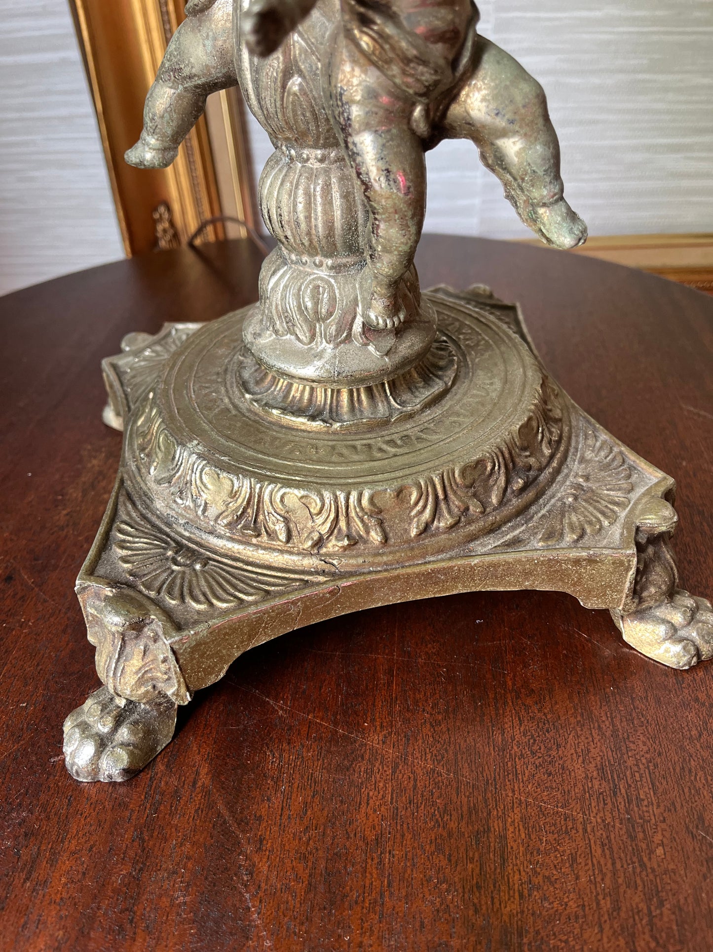 Beautiful Vintage Italian Empoli Green Glass Cherub Table Lamp