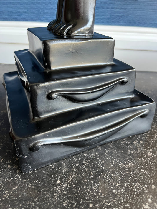 Vintage Black Nude Woman Silhouette Sculpture Globe Lamp | Art Deco Revival Goddess Lighting