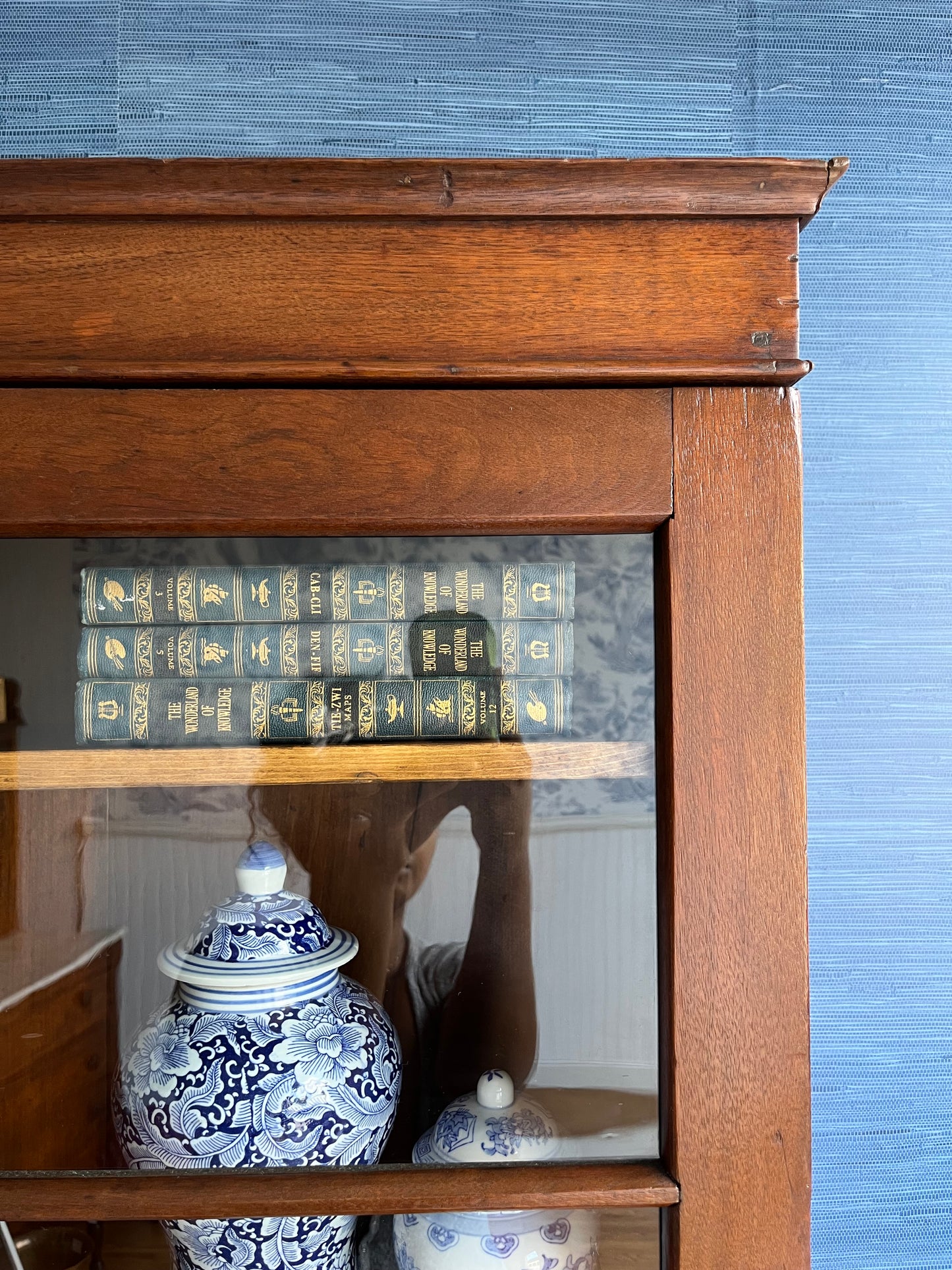 Rare Antique Hand Crafted Secretary Hutch Cabinet Federal Desk with Original Hand Blown Wavy Glass | Adjustable Shelves, Solid Walnut, Circa 1850s