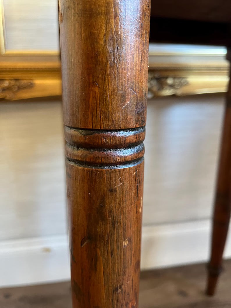 Early 1800s Antique Primitive Pine Side Table Nightstand With Storage Drawer