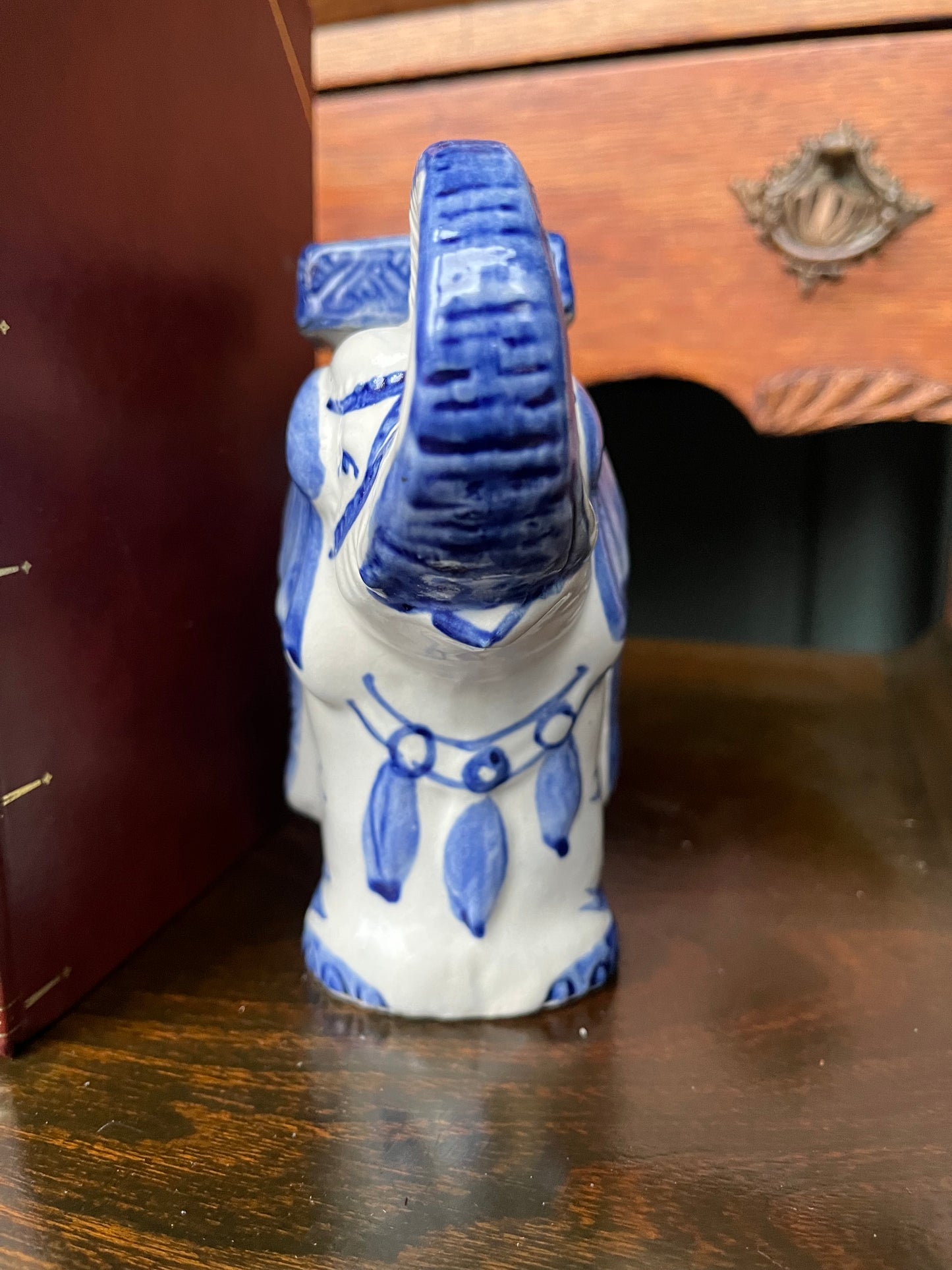 Vintage Blue & White Elephant Figurine