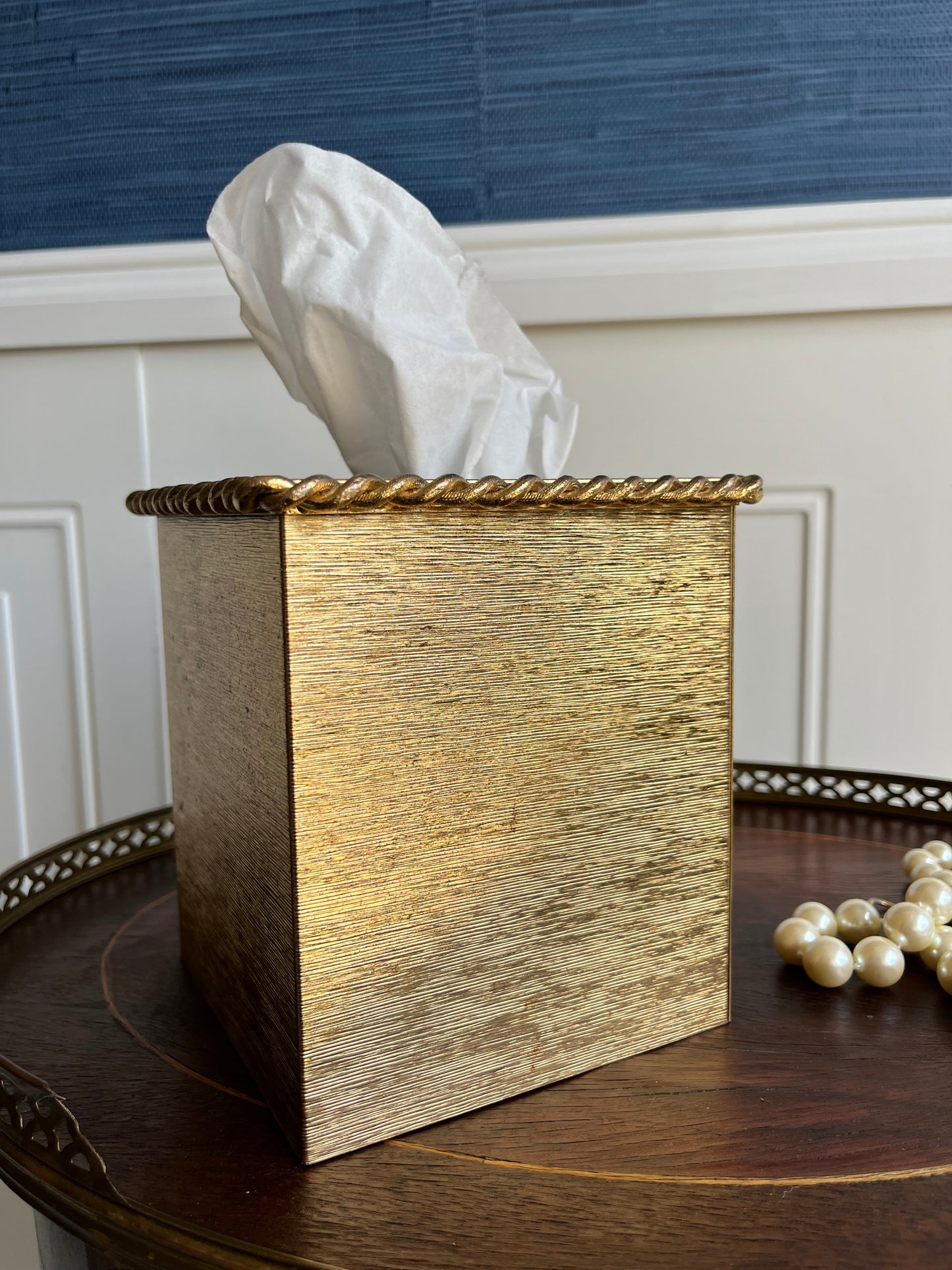 Vintage Brass Ribbon Tissue Box Cover by Stylebuilt – Made in USA