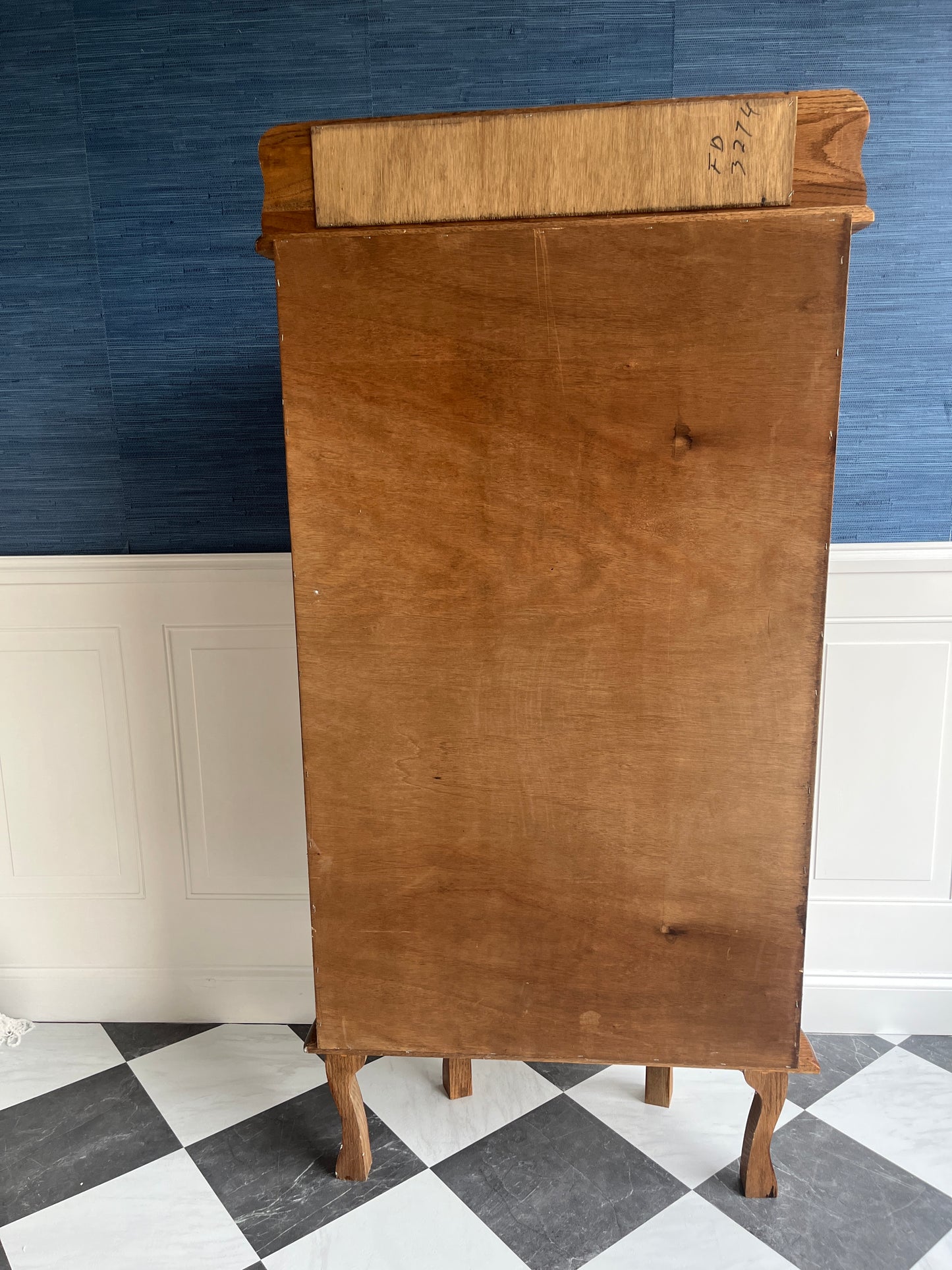 Vintage Oak China Curio Cabinet with Curved Glass & Skeleton Key + Lock | Heirloom Display Showcase