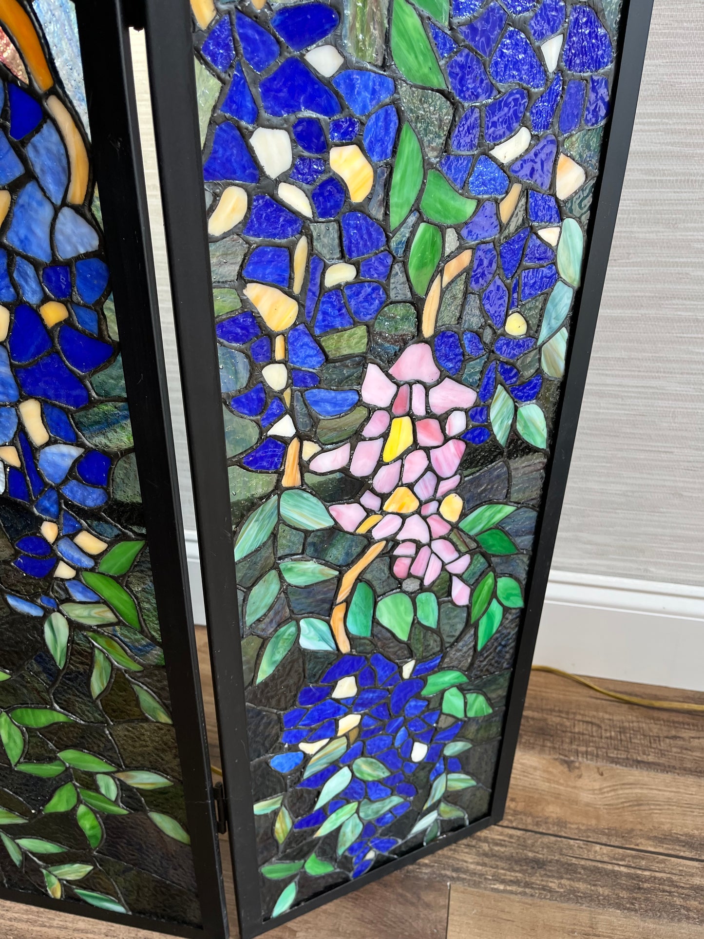 Tiffany Style Wisteria Stained Glass Fireplace Screen
