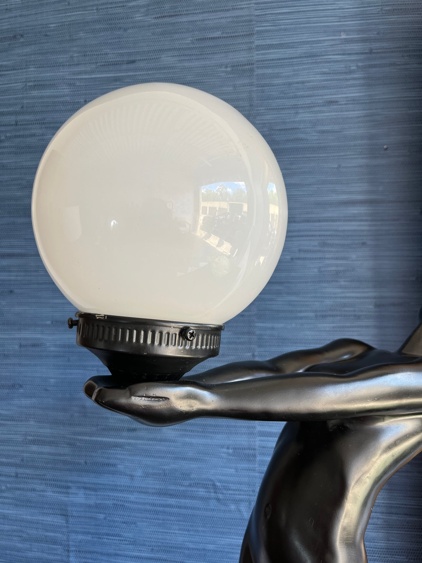 Vintage Black Nude Woman Silhouette Sculpture Globe Lamp | Art Deco Revival Goddess Lighting