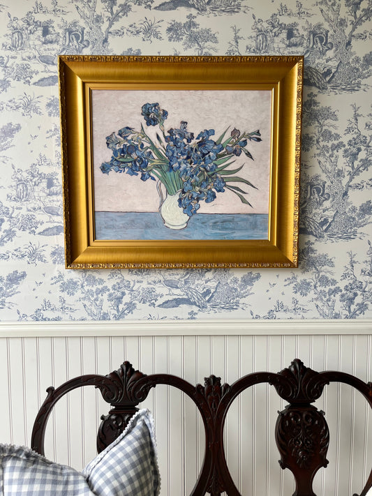 Irises Floral Wall Art | Classic Painting Vincent Van Gogh Gold Ornately Framed Print On Canvas