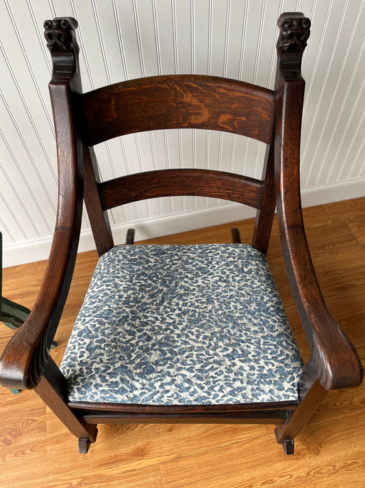 Antique 19th Century Hand Crafted Oak Nursery Porch Rocking Chair | Circa 1880-1900