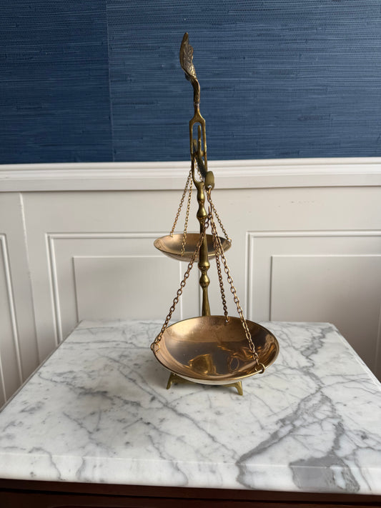 Vintage Brass Eagle Federal Style Scale on Black Marble Base | Decorative Justice Scales | Library or Law Office Decor