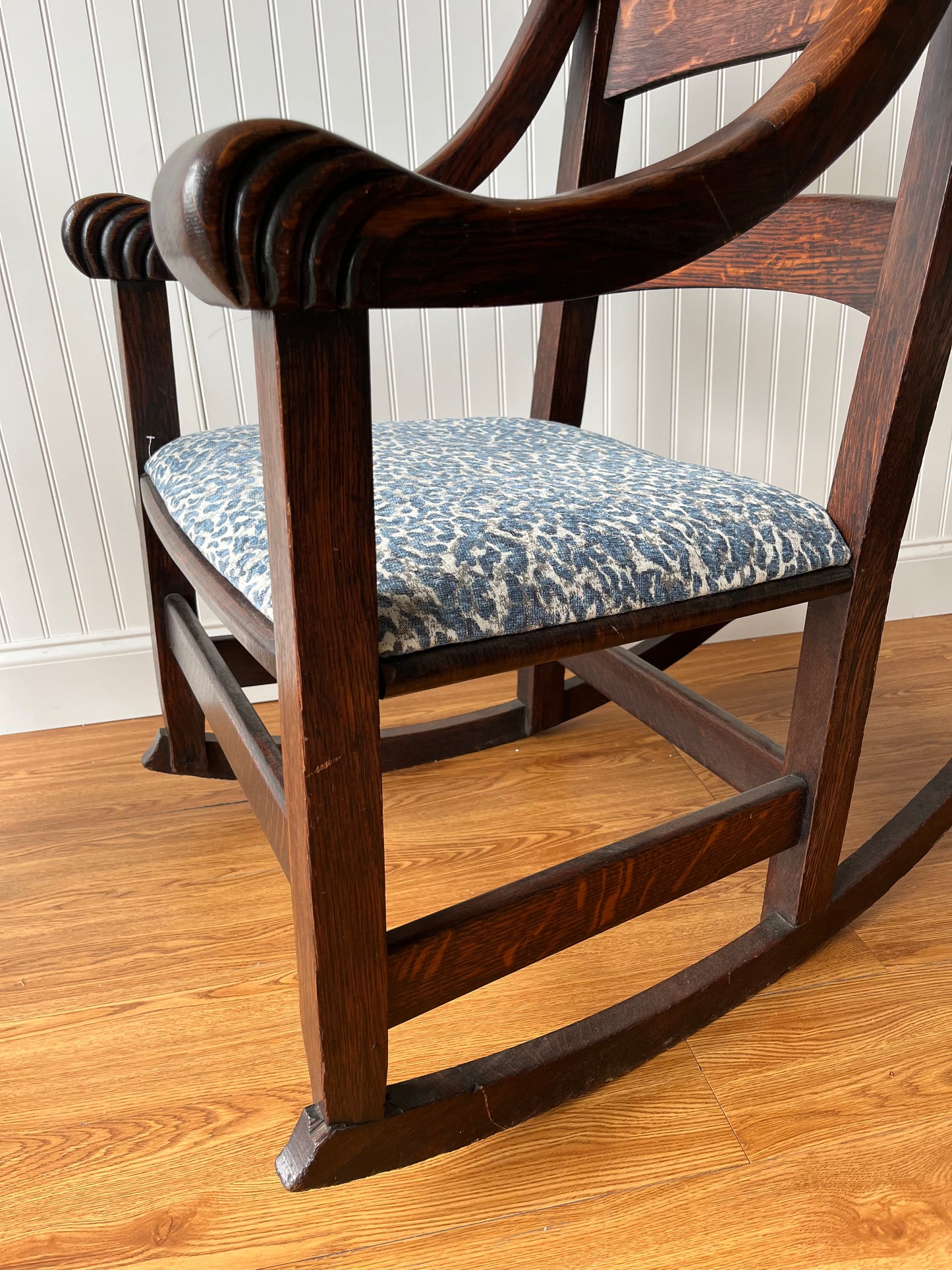 Antique 19th Century Hand Crafted Oak Nursery Porch Rocking Chair | Circa 1880-1900