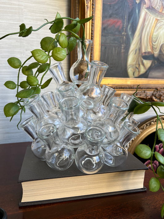 Vintage Clear Glass Cluster Bud Vase Propagation Station