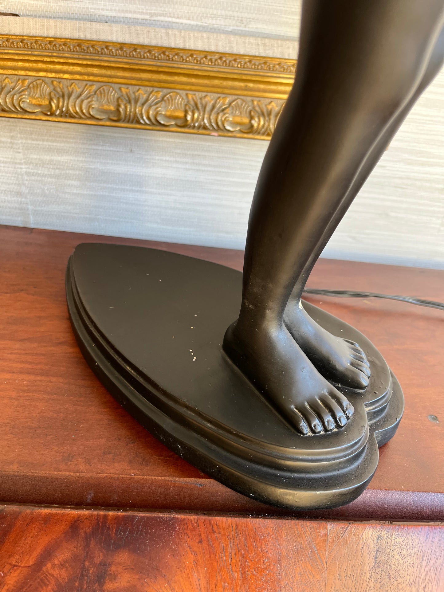 Vintage Art Deco Revival Nude Black Woman Stretching Globe Lamp – Le Verrier Style