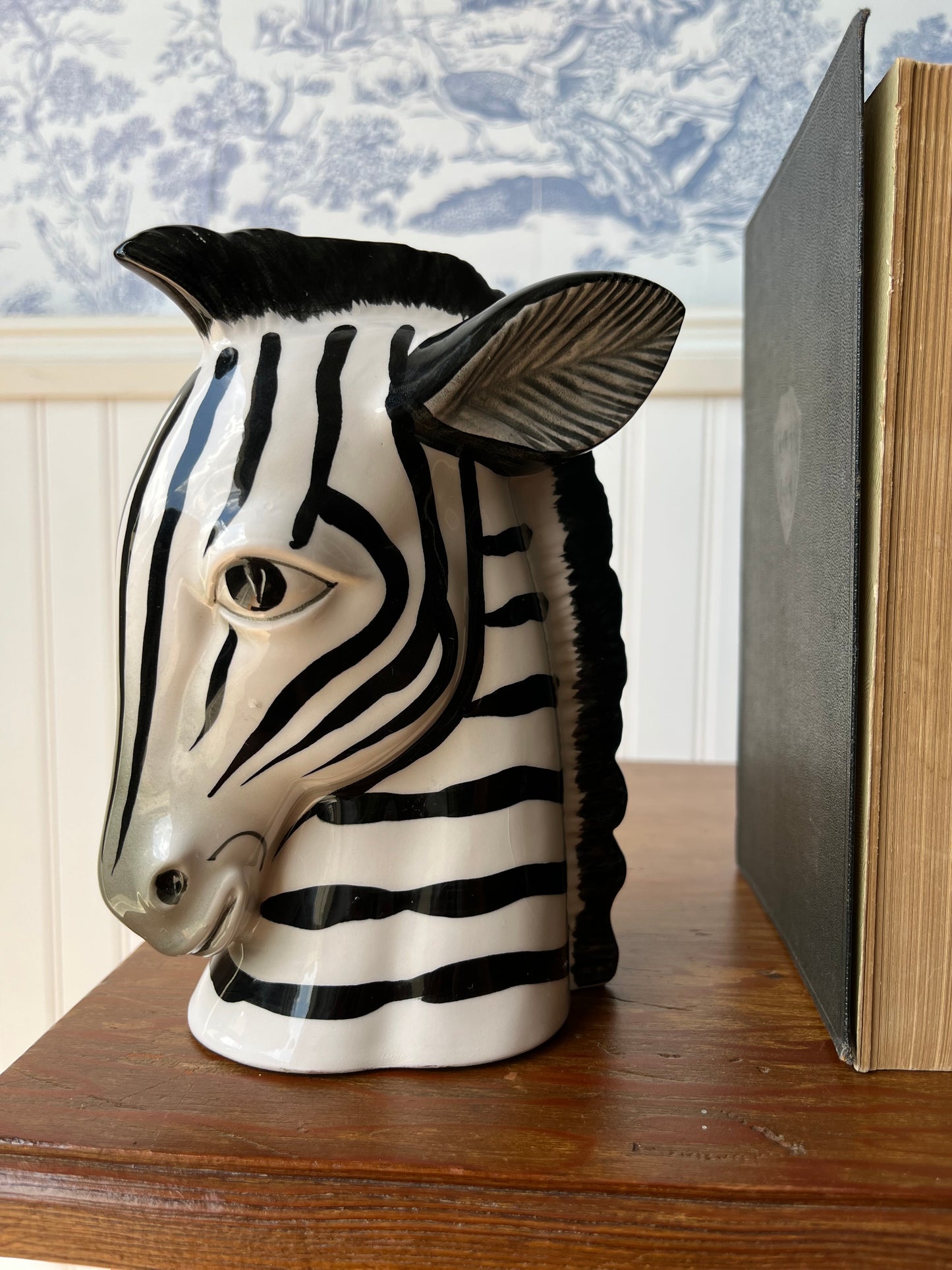 Vintage Pair of Fitz and Floyd Hand Painted Ceramic Zebra Bookends