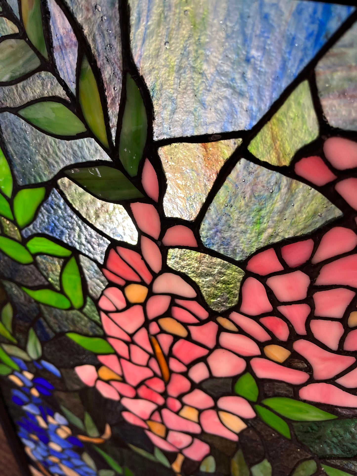 Tiffany Style Wisteria Stained Glass Fireplace Screen