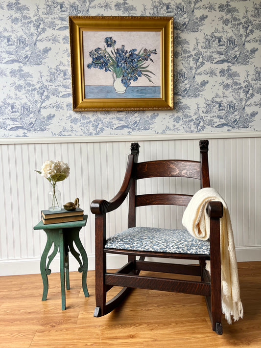 Antique 19th Century Hand Crafted Oak Nursery Porch Rocking Chair | Circa 1880-1900