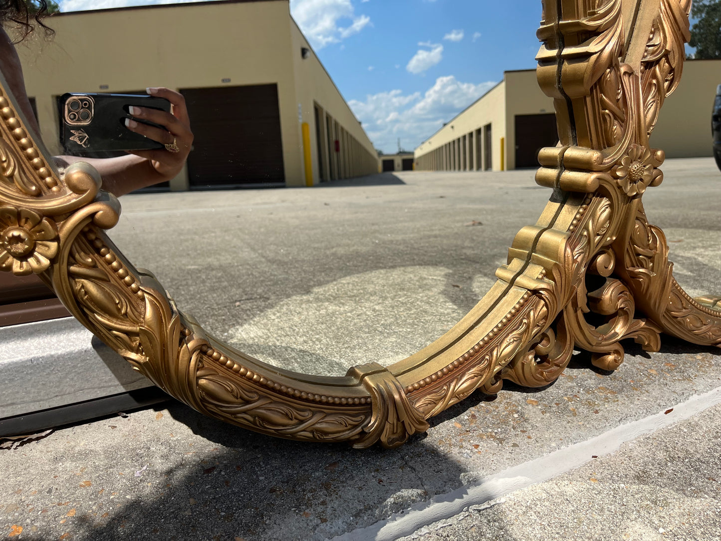 Vintage Triple Oval Ornate Gold Wall Mirror – Attributed to Bassett | Hollywood Regency French Provincial Style