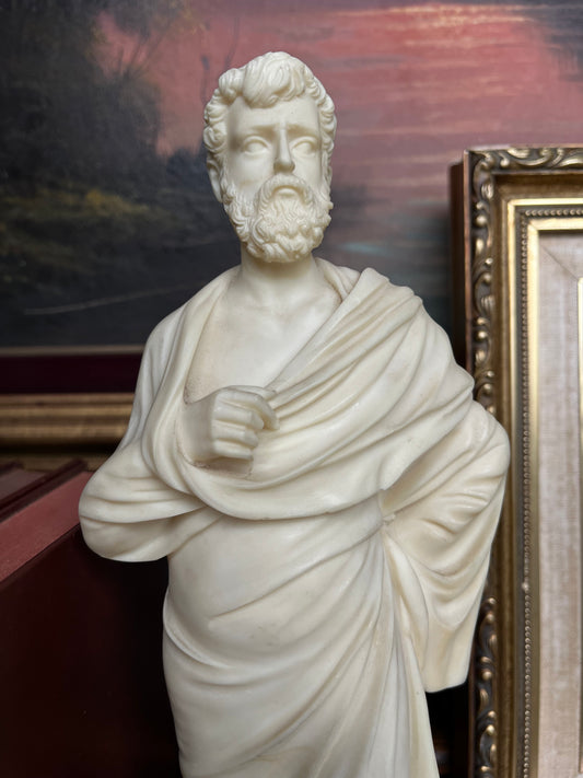 Vintage Italian Alabaster Sculpture of Aristotle