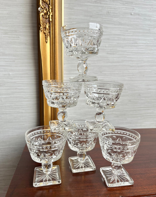 Set of 6 Colony Park Lane Goblets~Vintage Barware~Cordial Champagne Sherbet Glasses