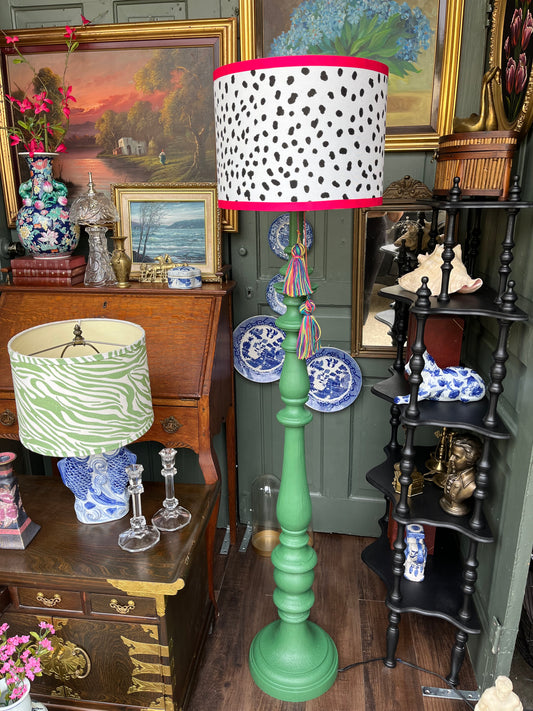 Chic Grandmillennial Green Traditional Floor Lamp