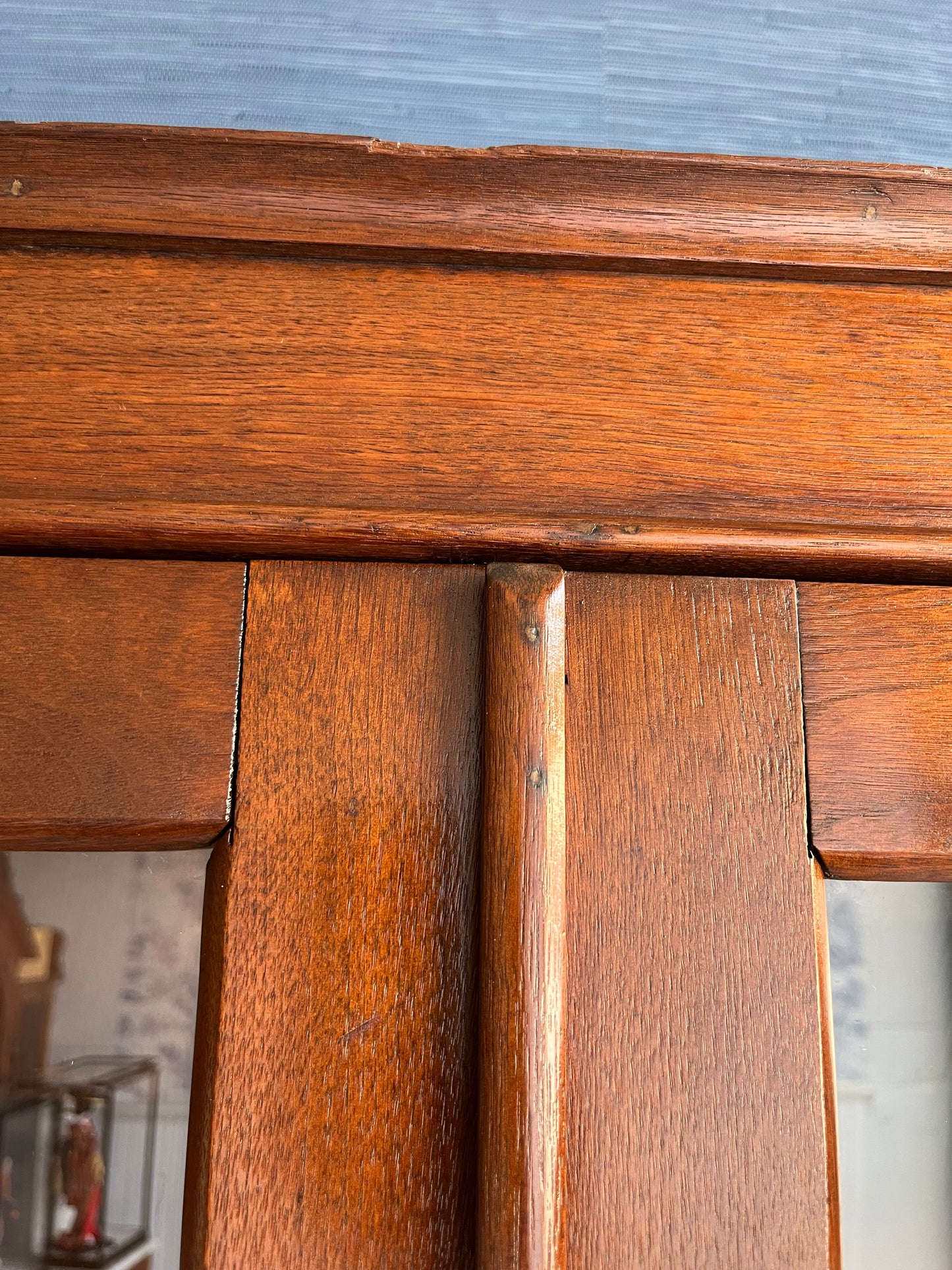 Rare Antique Hand Crafted Secretary Hutch Cabinet Federal Desk with Original Hand Blown Wavy Glass | Adjustable Shelves, Solid Walnut, Circa 1850s