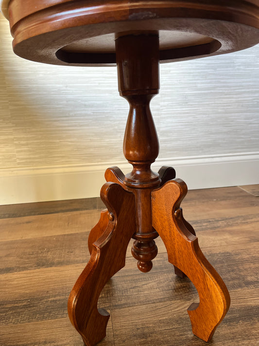 Vintage 19" Mahogany Eastlake Style Italian Marble Top Pedestal Table