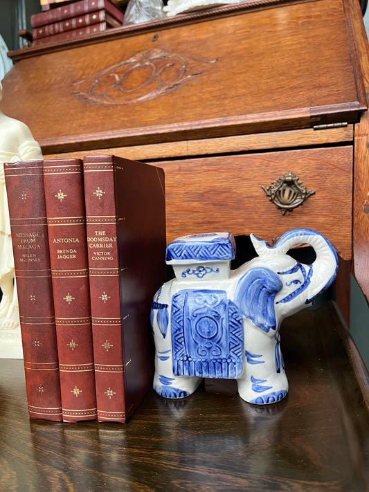 Vintage Blue & White Elephant Figurine