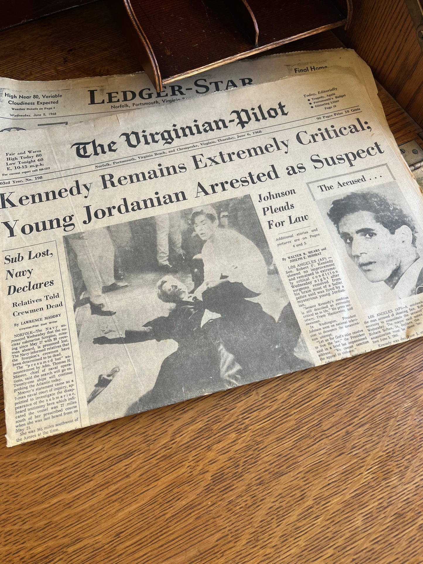 Stack of 1968 Virginia Pilot / Ledger Star JFK Assassination Newspapers