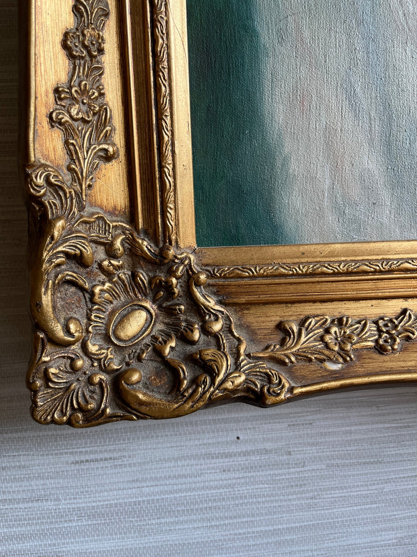 Vintage Portrait “Great Aunt Katherine” Original Painting Ornate Gold Wood Frame