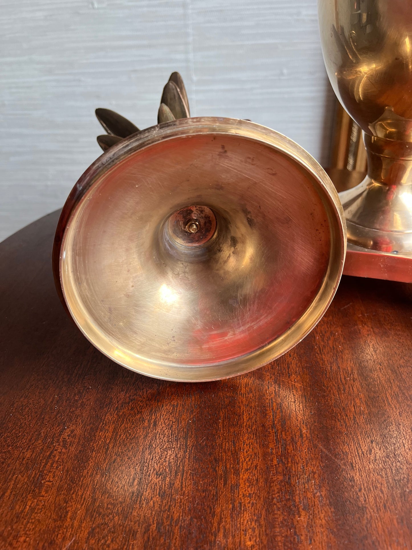 Large Mid Century Vintage Brass Pineapple Urn Ice Bucket/ Candle Holder