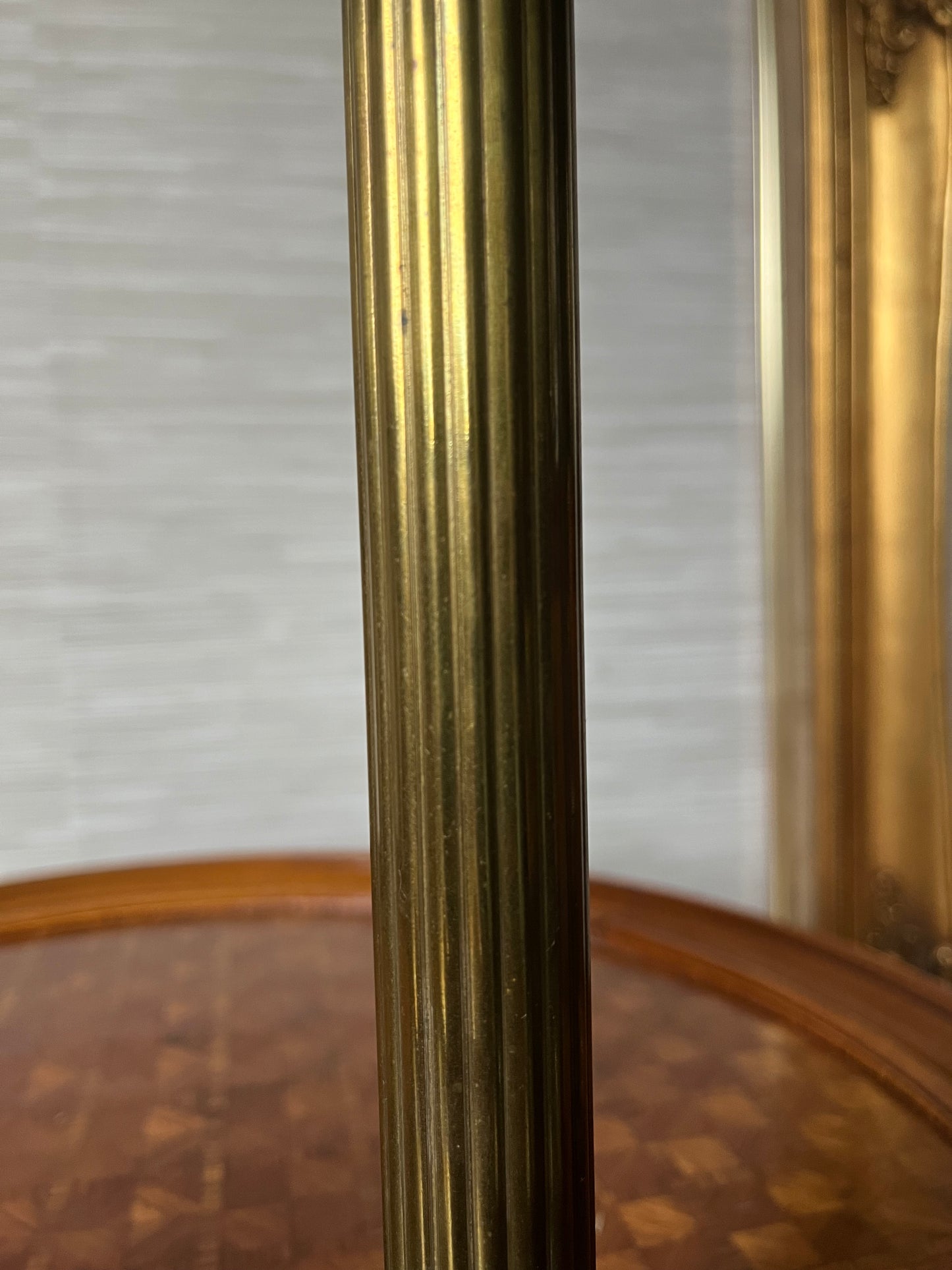 Vintage Neoclassical Brass Greek Corinthian Column Candlestick Holder Pair