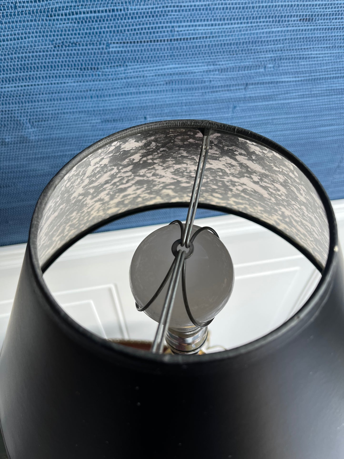 Vintage French Bouillotte-Style Table Lamp – Black Shade & Ornate Neoclassical Base