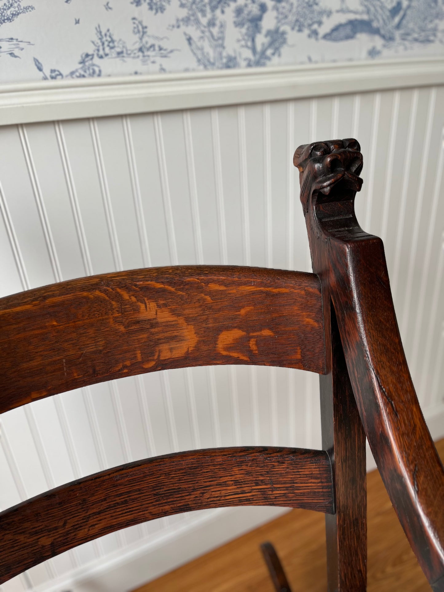 Antique 19th Century Hand Crafted Oak Nursery Porch Rocking Chair | Circa 1880-1900