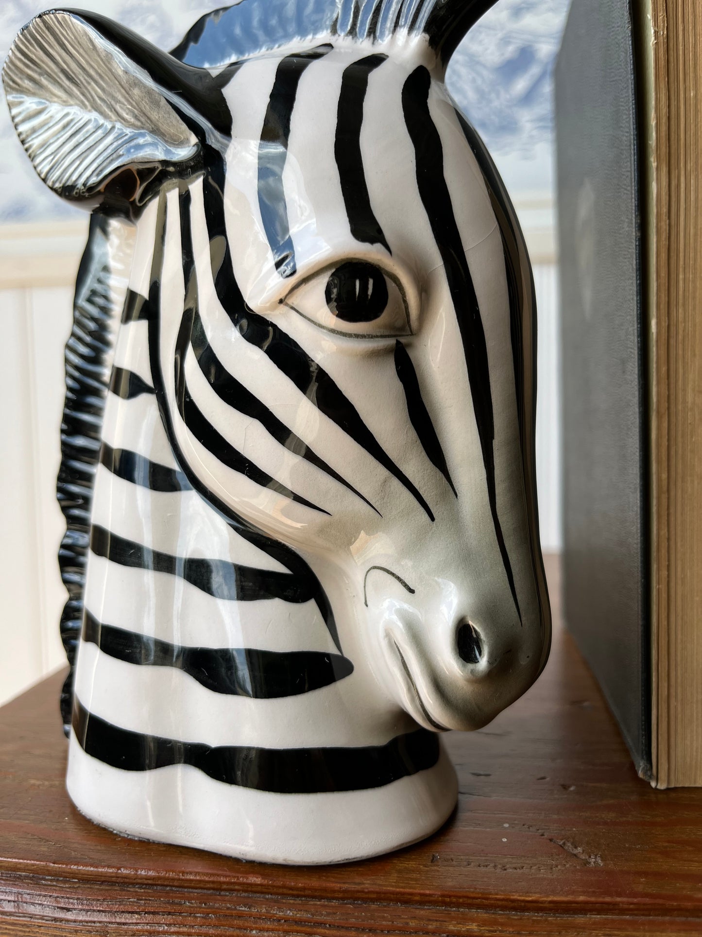 Vintage Pair of Fitz and Floyd Hand Painted Ceramic Zebra Bookends