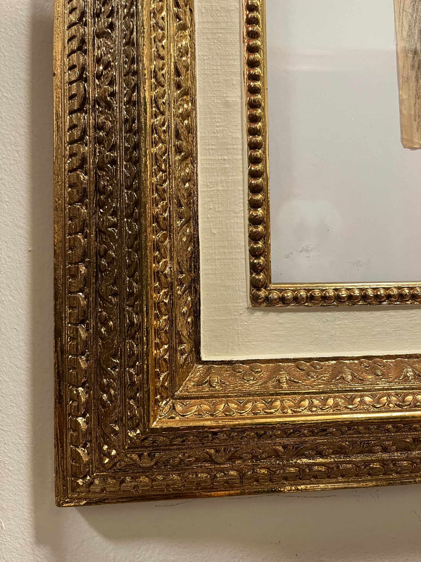 1940s Charcoal Portrait in Ornate Gold Frame