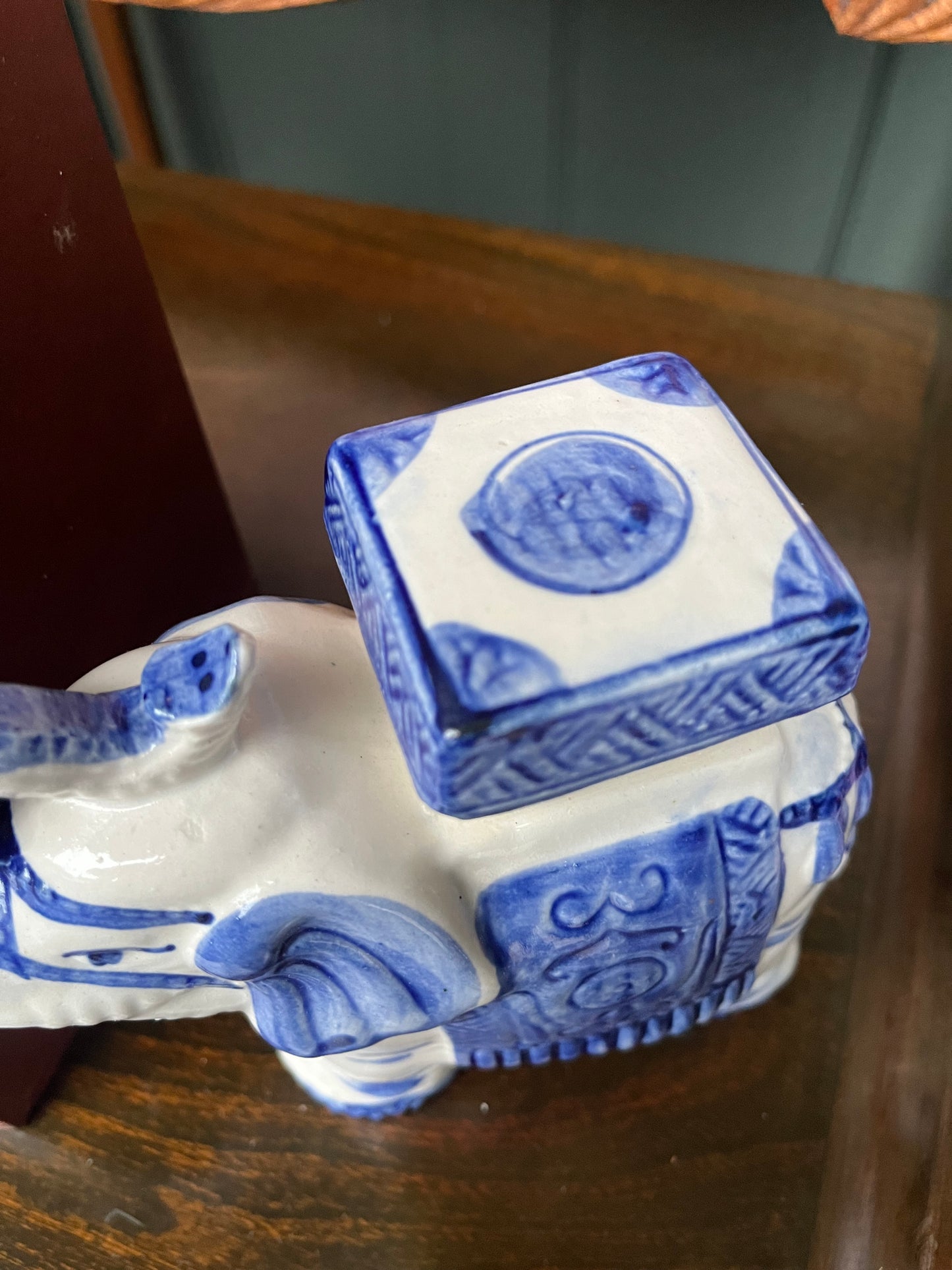 Vintage Blue & White Elephant Figurine
