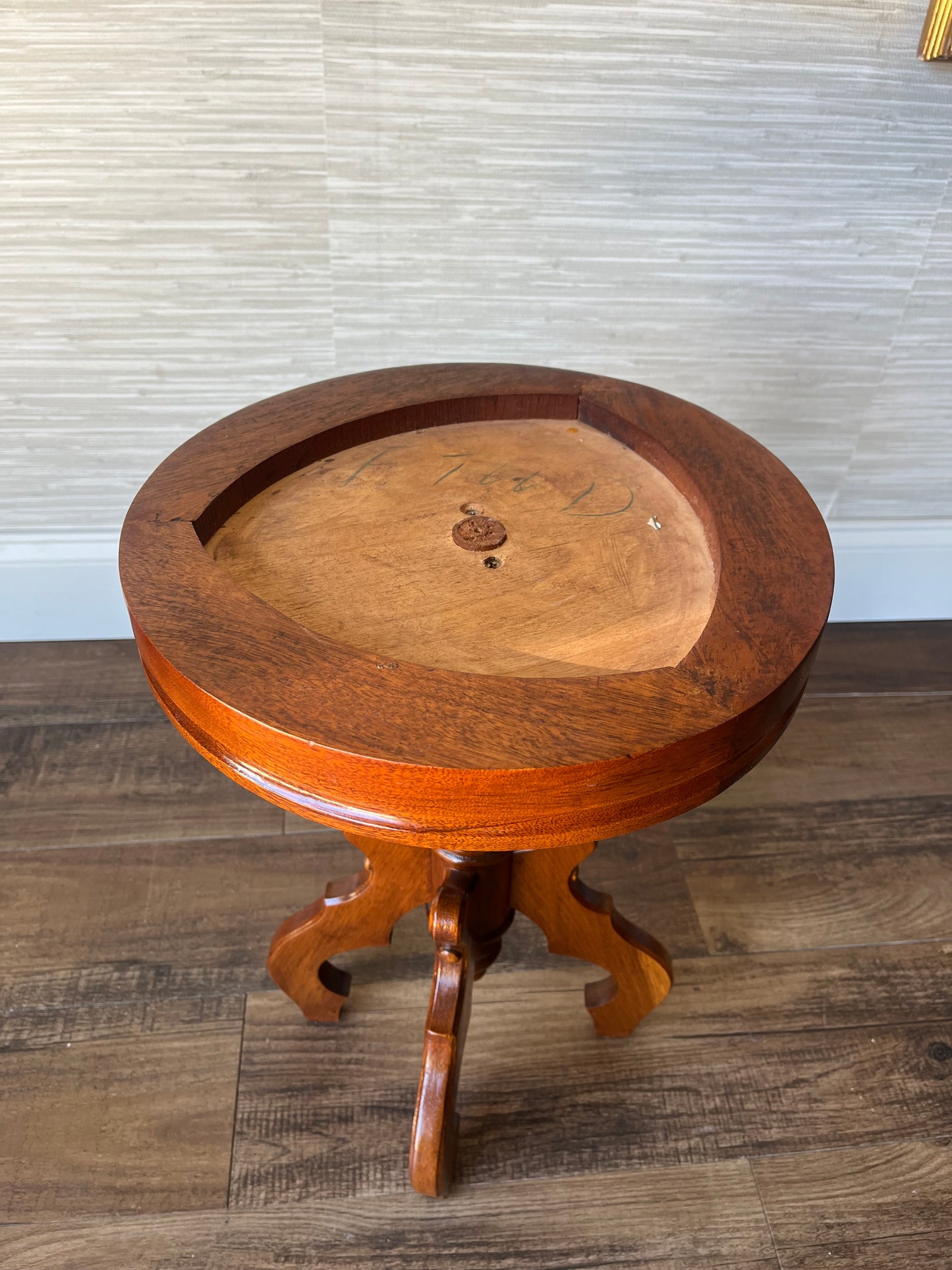 Vintage 19" Mahogany Eastlake Style Italian Marble Top Pedestal Table