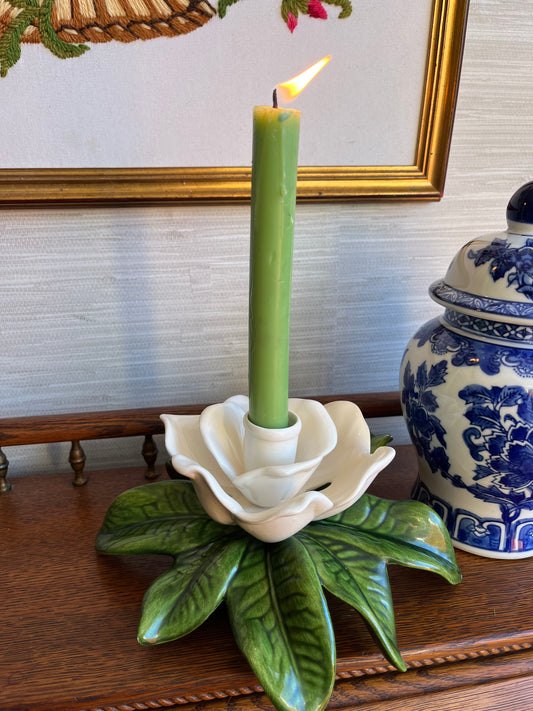 Capodimonte Style Ceramic Floral Candlestick Holder