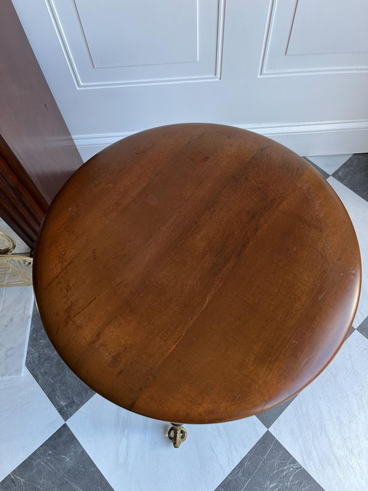 Antique Late 1800s Adjustable Swivel Piano Stool Accent Chair with Claw & Ball Brass Glass Feet | J.W. Lyon Sons