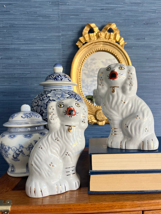 Mid-Century Staffordshire-Style Mantel Dogs – Pair
