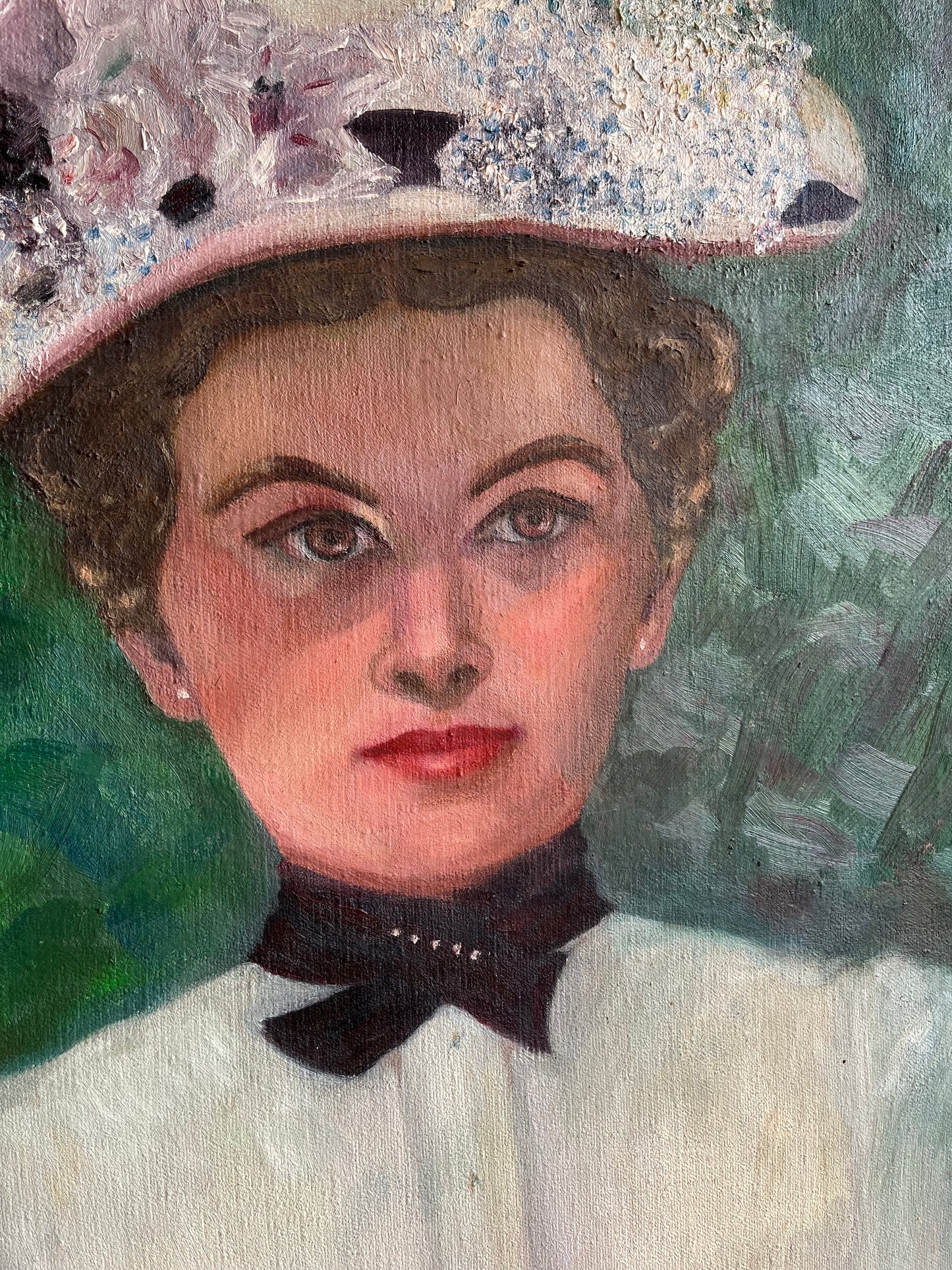 Vintage Portrait “Great Aunt Katherine” Original Painting Ornate Gold Wood Frame