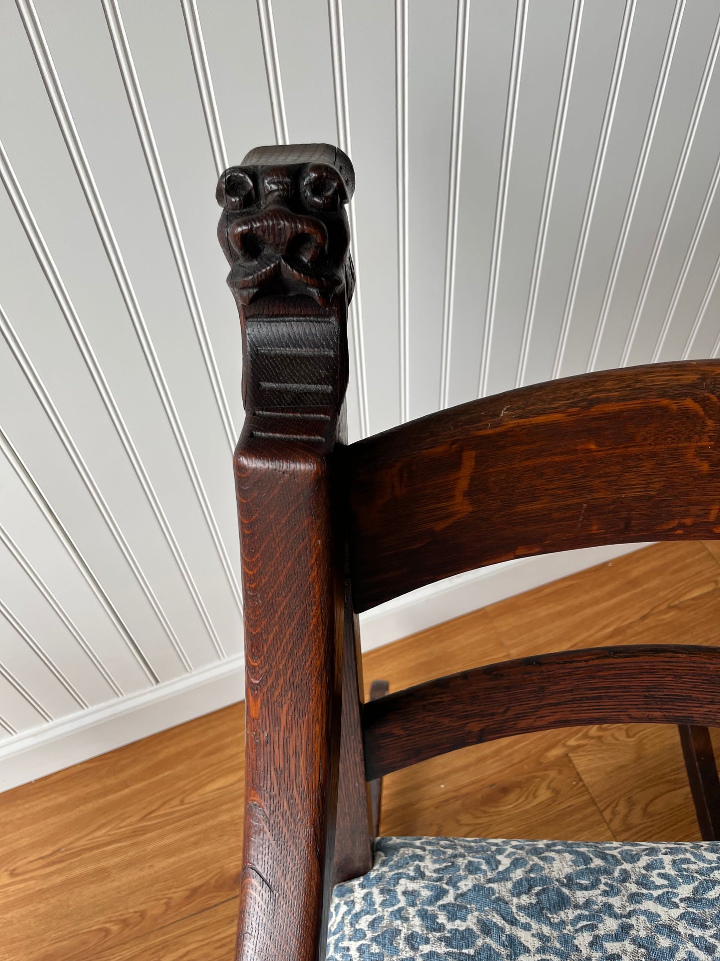 Antique 19th Century Hand Crafted Oak Nursery Porch Rocking Chair | Circa 1880-1900