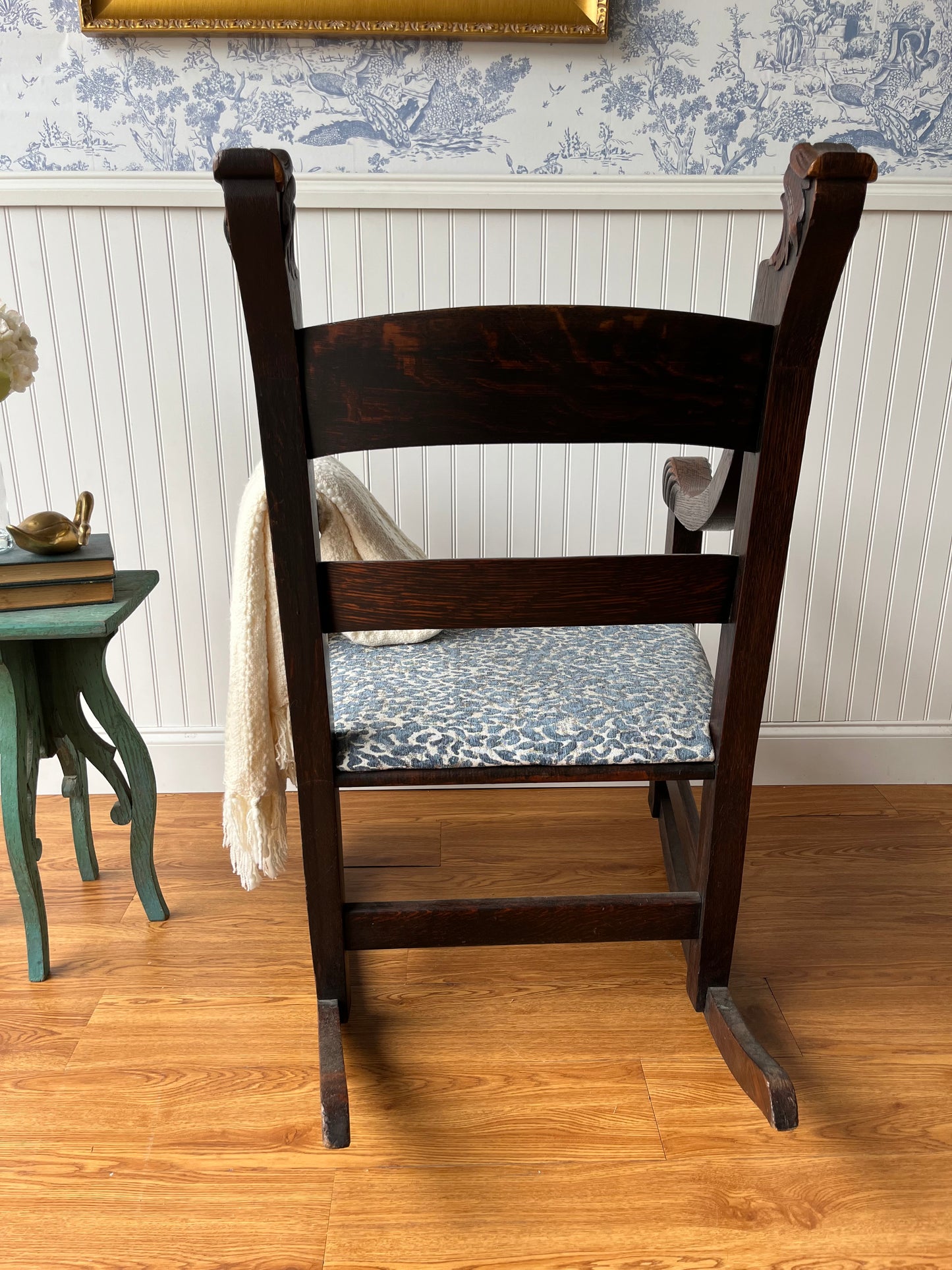 Antique 19th Century Hand Crafted Oak Nursery Porch Rocking Chair | Circa 1880-1900
