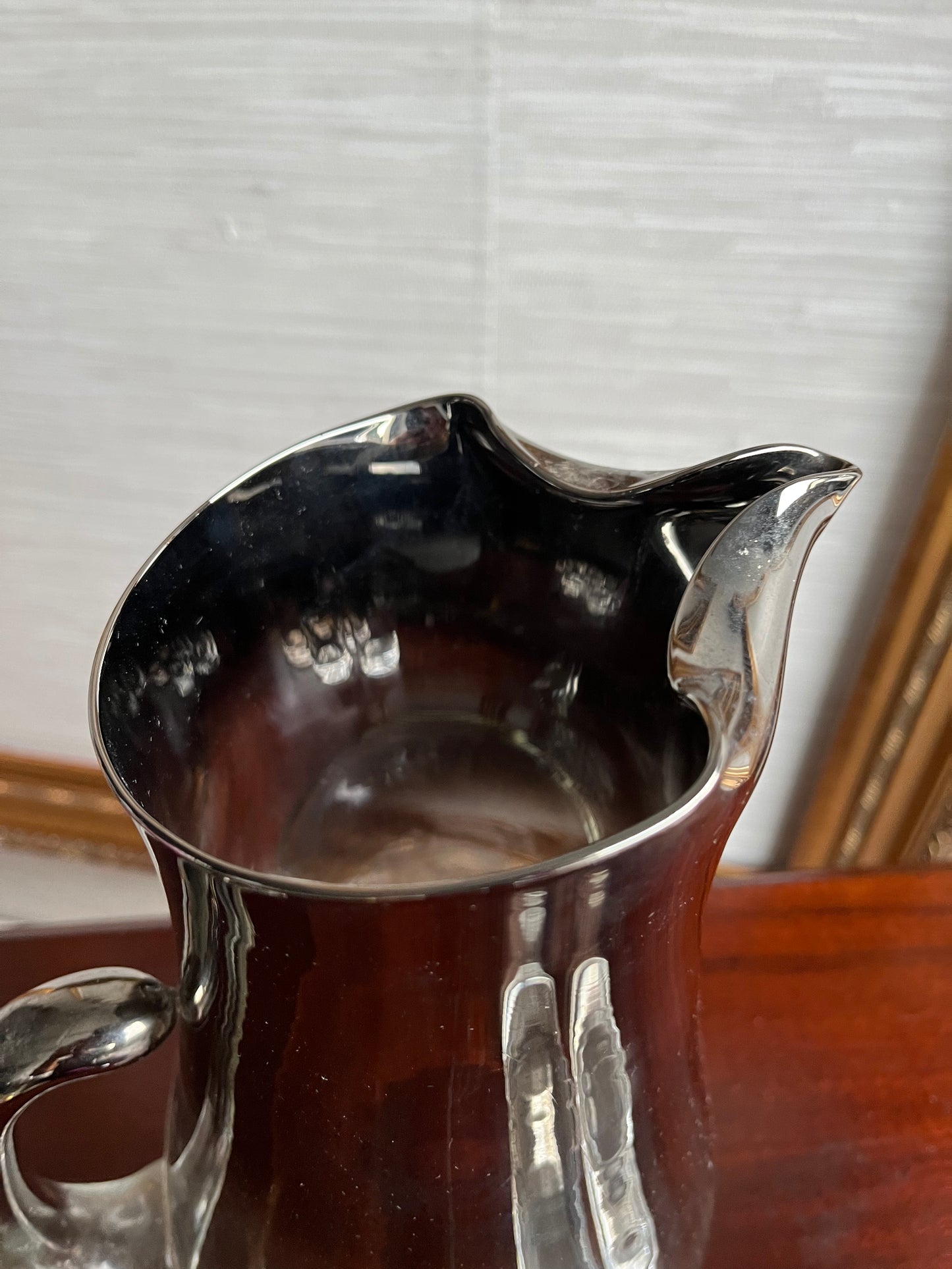 Dorothy Thorpe Style Mid Century Silver Fade Pitcher & Six Highball Glasses
