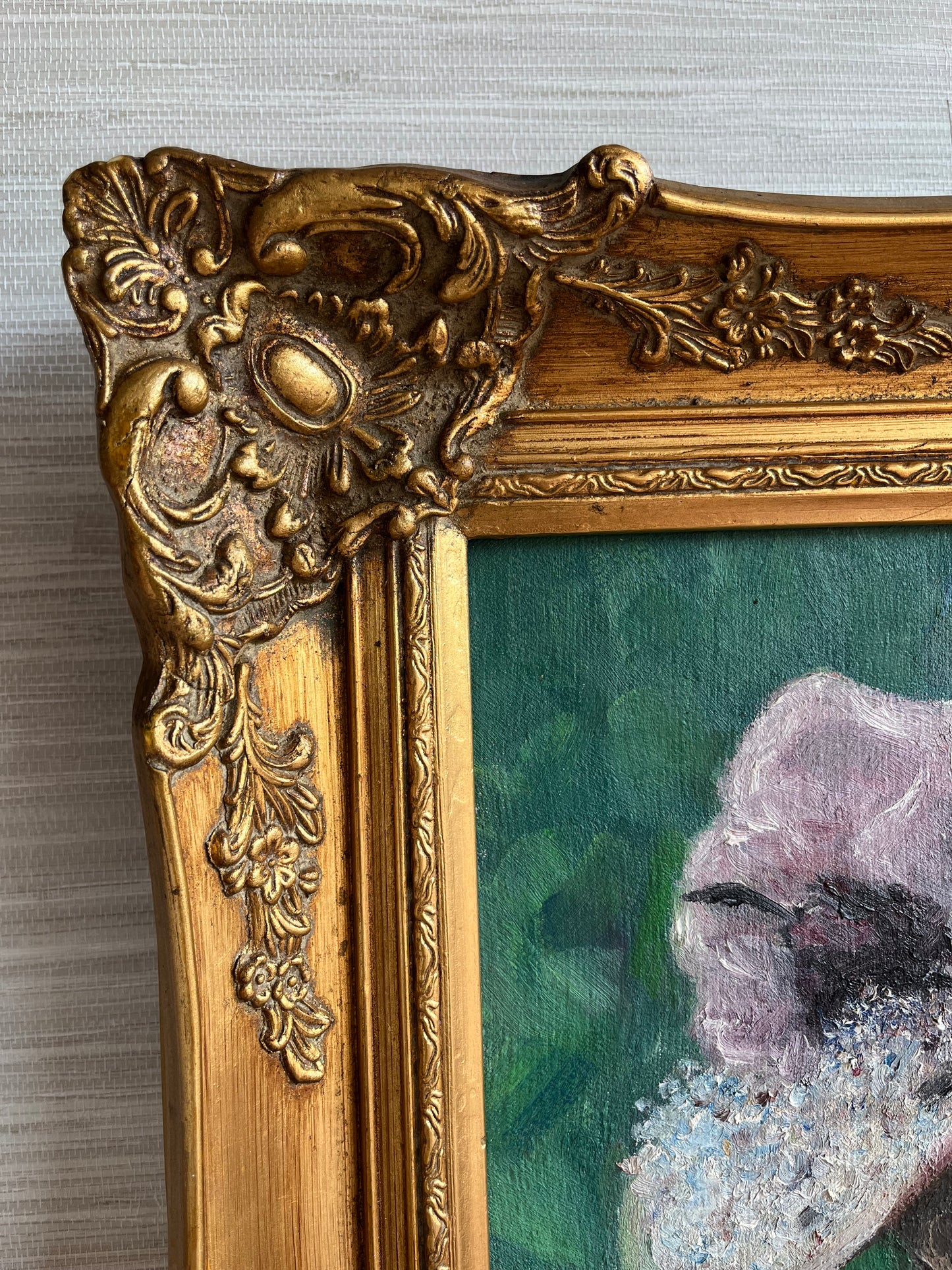 Vintage Portrait “Great Aunt Katherine” Original Painting Ornate Gold Wood Frame
