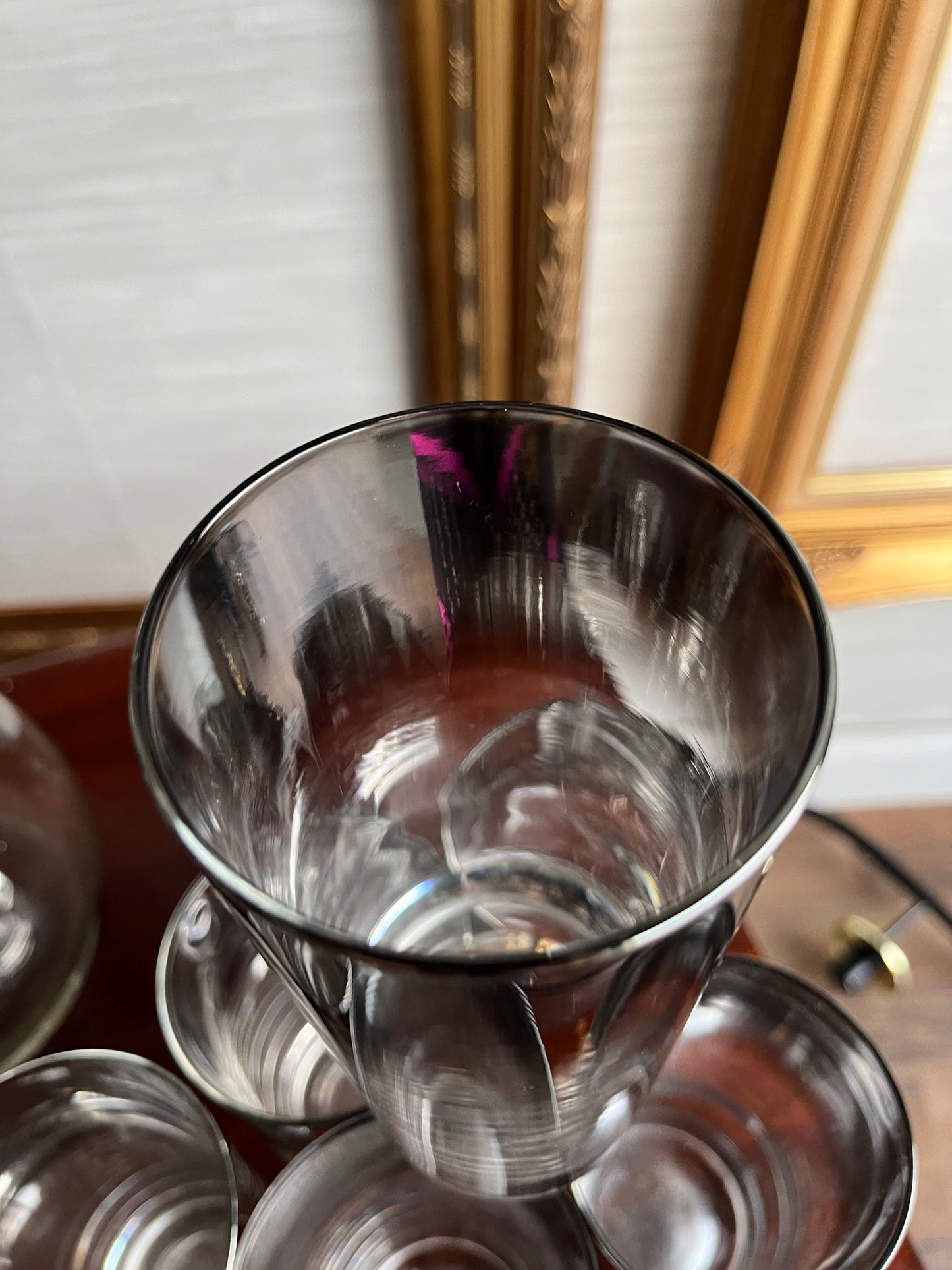 Dorothy Thorpe Style Mid Century Silver Fade Pitcher & Six Highball Glasses