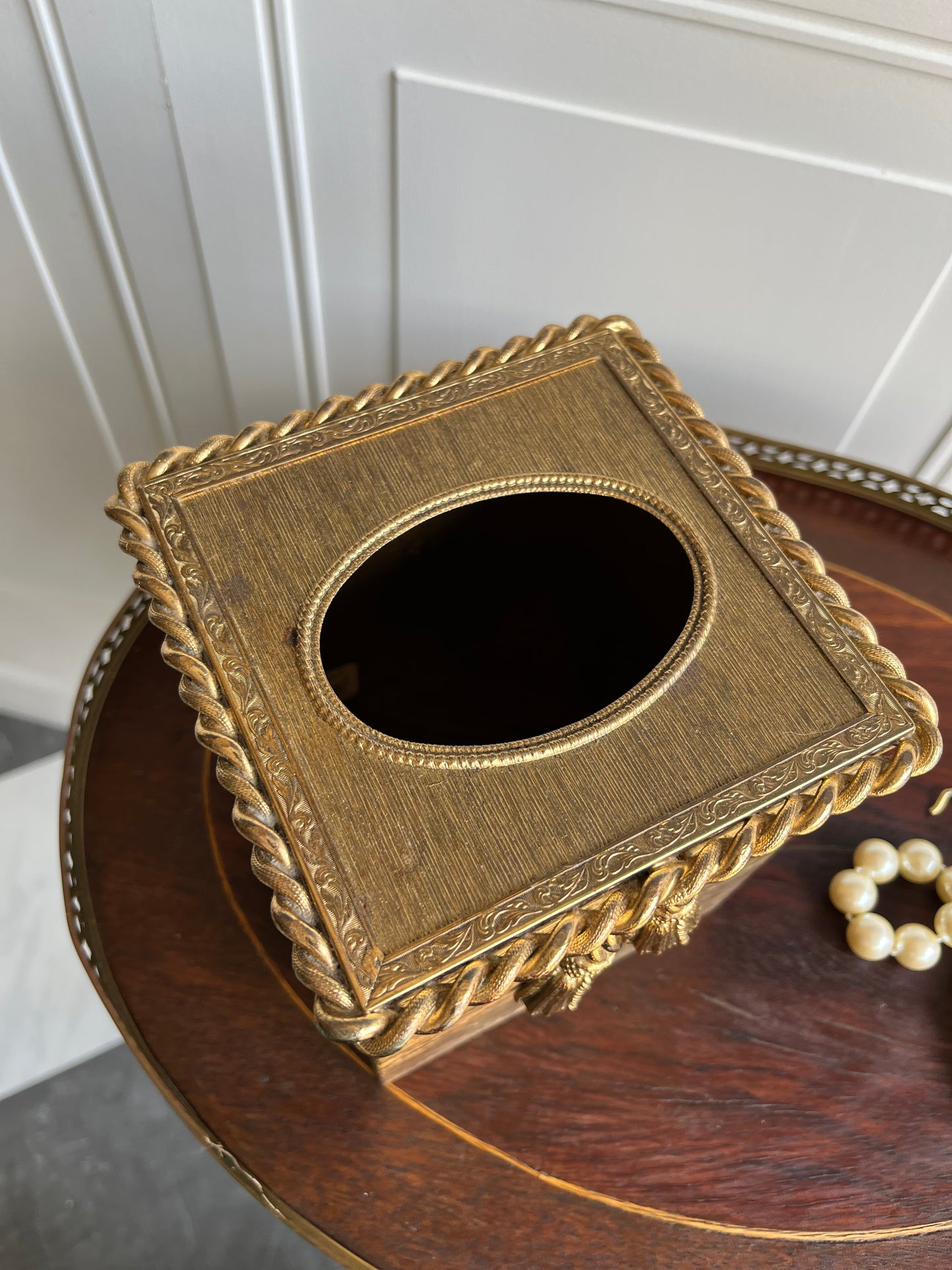 Vintage Brass Ribbon Tissue Box Cover by Stylebuilt – Made in USA