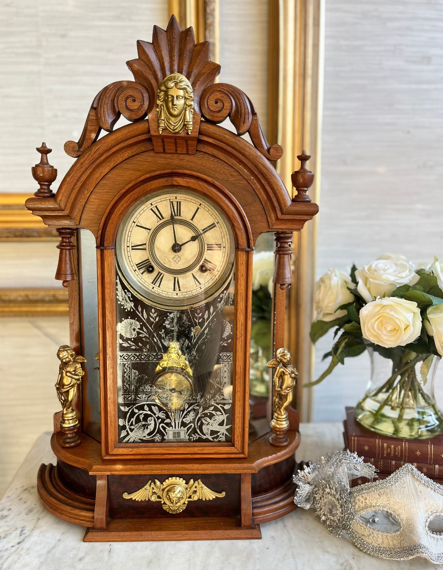 Ansonia 2024 Antique Brass clock