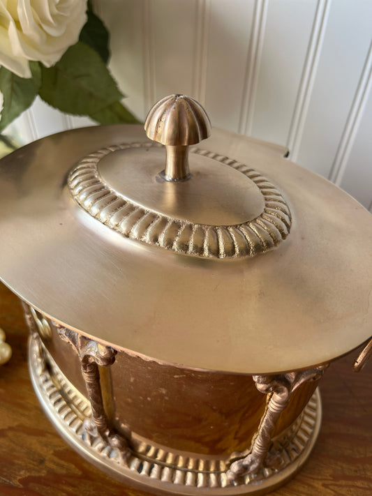 Vintage Neoclassical Style Brass Lidded Box | Jewelry Box, Biscuit Tin, Storage, Tea Caddy